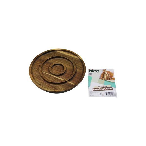AKASYA YUVARLAK  2 BÖLMELİ=1+1  AHŞAP SERVİS SUNUM TEPSİ - TAHTASI  20 X 1.4CM (4401) - Image 1