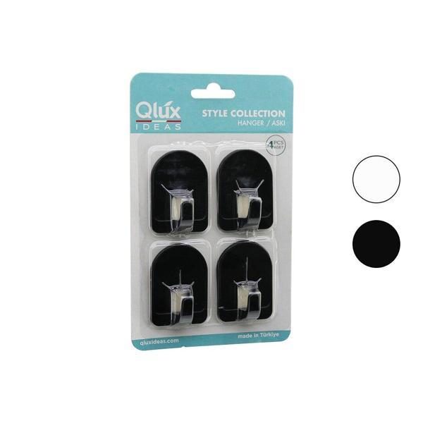 QLUX L-00950 4PCS DOME ASKI NO-2 KUBBELİ - SİYAH - BEYAZ - PLASTİK ASKI YAPIŞKANLI MONTAJ (4401) - Image 1