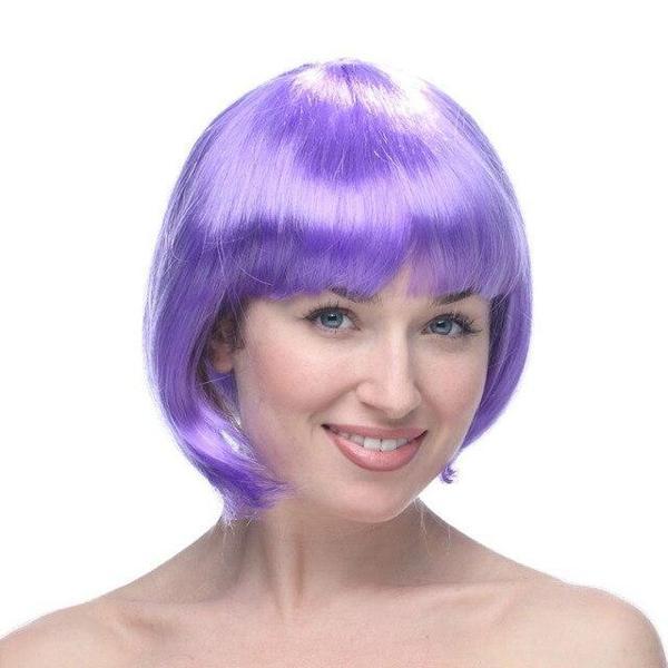 Lila Renk Kısa Model Parti Peruğu - Lila Renk Küt Saç (4401) - Image 1