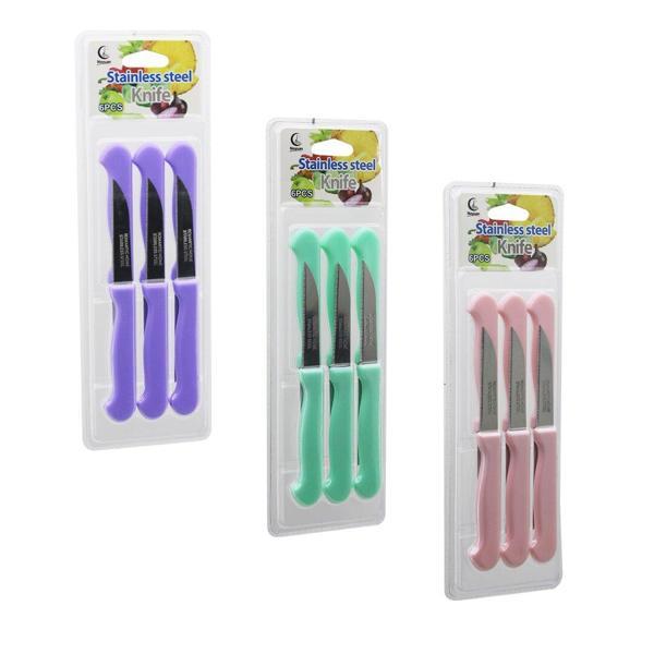 6PCS MEYVE BIÇAK  RENKLİ PLASTİK SAPLI   VAKUMLU AMBALAJ   BRKT-806155 (4401) - Image 1