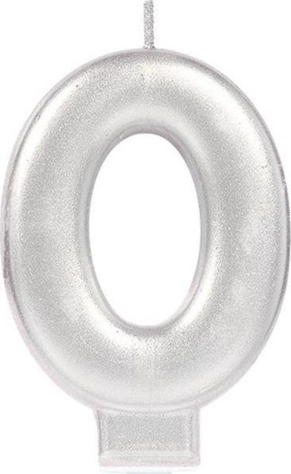 0 Rakam Mum Gümüş Renk (4401) - Image 1