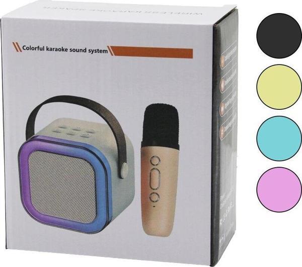 KARAOKE MİKROFONLU WİRELESS HOPARLÖR - SPEAKER IŞIKLI USB ŞARJLI DC 5V - TF - AUX K-12 (4401) - Image 1