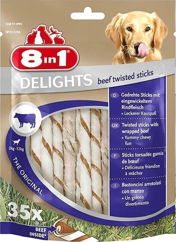 8in1 Delights Köpekler Için Biftekli Ödül Çubuğu 35 adet 190 gr  - Image 1