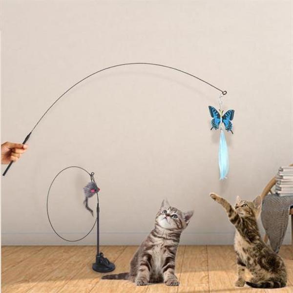 Vantuzlu Tüylü Zilli Olta Kedi Oyuncağı (4401) - Image 1