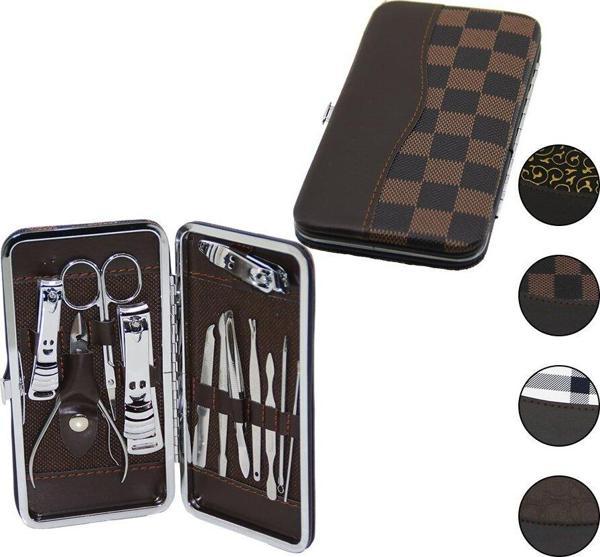 12 PCS - GÜMÜŞ MANİKÜR - PEDİKÜR SETİ RENKLİ DESENLİ - CÜZDAN MODELİ ÇANTALI (4401) - Image 1