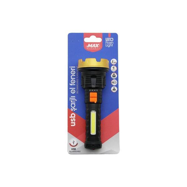 KÜÇÜK=15CM 2İN1= OSL LED - COB LED USB ŞARJLI EL FENERİ 3-KADEME IŞIK - FLAŞÖR ŞARJ GÖSTERGE (4401) - Image 1