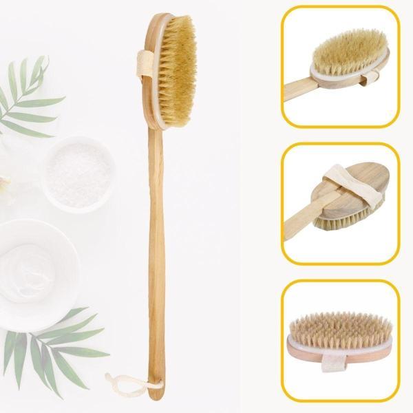 Doğal At Kılı Selülit Karşıtı Sapı Çıkabilen Ahşap Banyo Fırçası (4401) - Image 1