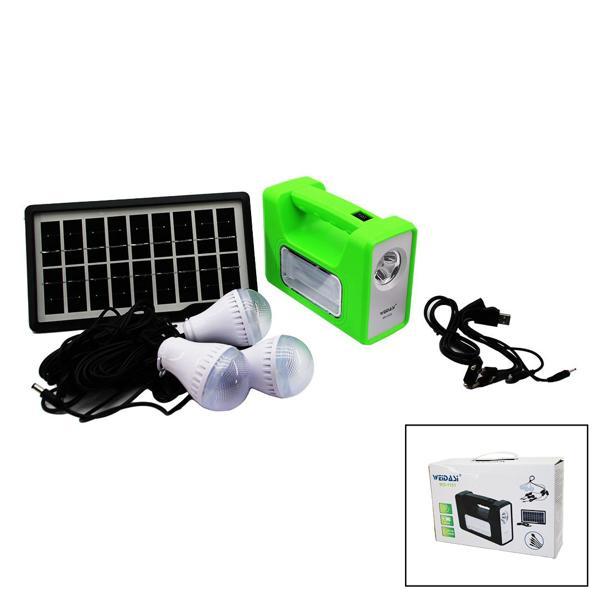 SOLAR SEYYAR PANELLİ - FİŞ ŞARJLI 2İN1 YATAY - DÜZ MODEL EL FENERİ  - 3 PARÇA  AMPUL KABLOLU - POWERBANK (4401) - Image 1
