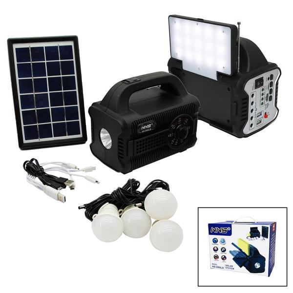 3IN1 - SOLAR 2İN1 SABİT+OYNAR BAŞLI EL FENERİ - RADYO - MP3 BLUETOOTH - USB/ TF PORT - 4 PARÇA  AMPUL KABLOLU - POWERBANK (4401) - Image 1