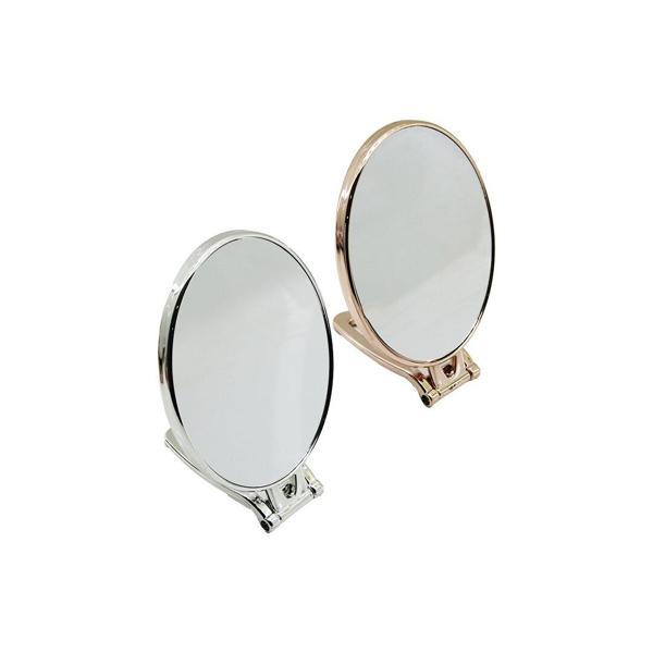 OVAL   6.5 İNÇ=16.5X13CM  MAKYAJ AYNASI  ÇİFT TARAFLI   BRONZ - GÜMÜŞ PLS.ÇERÇEVE   KATLANIR AYAKLI (4401) - Image 1