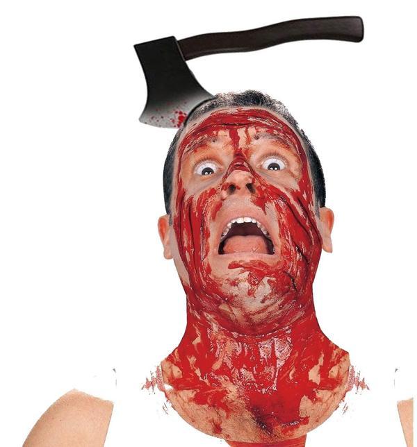 Kafaya Saplanmış Halloween Kanlı Balta Şaka Tacı (4401) - Image 1