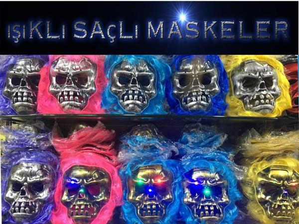 Cadılar Bayramı Işıklı Halloween Kuru Kafa Maskesi 1 Adet karışık Renk (4401) - Image 1