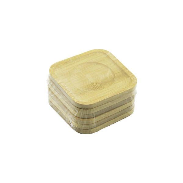 KARE= 9.7 X 9.7CM 6PCS BAMBU - AHŞAP ÇAY TABAK (4401) - Image 1