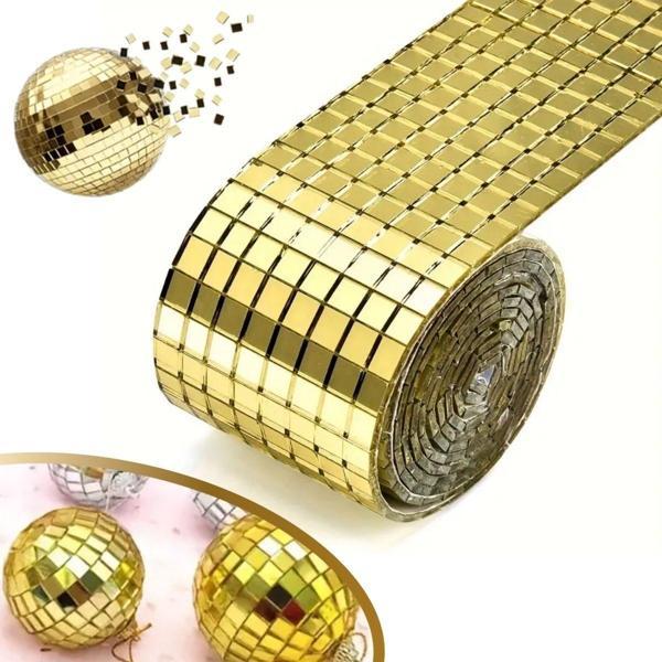 1 Metre Uzunluğunda Gold Renk Aynalı Mozaik Taşlı Dekor Bandı 4 cm x 1 mt (4401) - Image 1