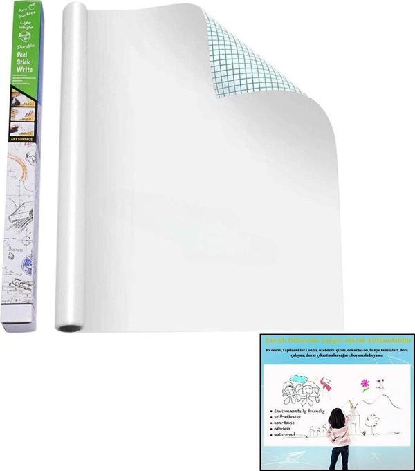 YAPIŞKANLI BEYAZ TAHTA PVC FOLYO STİCKER - KALEM 60X200CM (4401) - Image 1