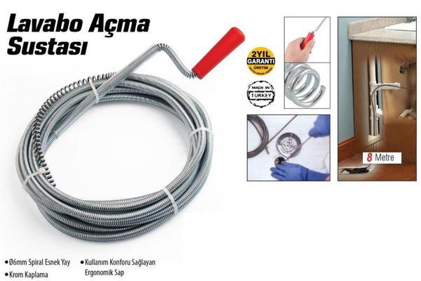 Lavabo Ve Gider Boruları Açacağı - Lavabo Açma Sustası - 8Metre (4401) - Image 1