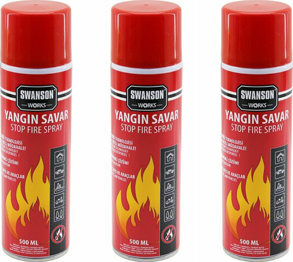 3 ADET YANGIN SÖNDÜRÜCÜ - YANGIN SAVAR SPREY 500ML + 500 ML + 500 ML  EV - OFİS - OTO ARAÇ   ATEŞ BOĞUCU KÖPÜK TABAKA OLUŞTURUR (4401) - Image 1
