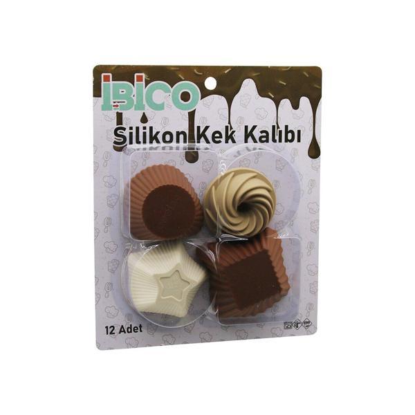 12PCS   RENKLİ SİLİKON  MUFFİN - KEK KALIP MİX ŞEKİL= 3-DİKDÖRTGEN - 3-YUVARLAK - 3-RÜZGAR GÜLÜ - 3-YILDIZ (4401) - Image 1