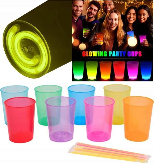 Karanlıkta Yanan Gece Işığı Mega Glow Bardaklar 8 Adet 8.5 x 10.5 cm (4401) - Image 1