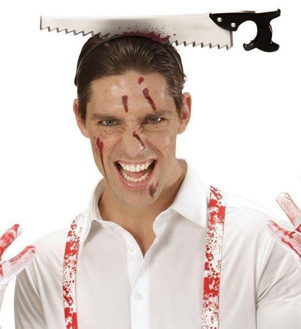 Kafaya Saplanmış Halloween Kanlı Testere Şaka Tacı (4401) - Image 1