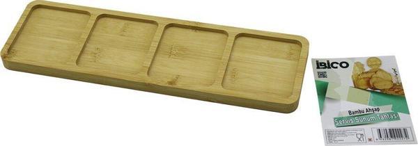 DİKDÖRTGEN  4 BÖLMELİ  AHŞAP BAMBU SERVİS SUNUM TEPSİ - TAHTASI  MİNİ TEPSİ   33 X 10 X 1.4CM (4401) - Image 1