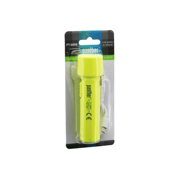 3W   USB ŞARJLI   MİNİ  EL FENERİ  2 MOD IŞIK - MAX: 500 LUMEN - 500 mAh PİL PT-6899 (4401) - Image 1