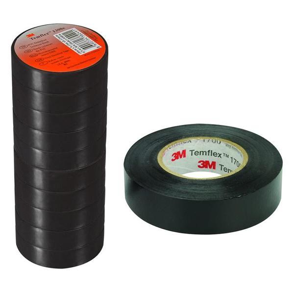 3M TEMFLEX 1300E PVC İZOLE BANT SİYAH 10LUK PAKET 0.13MM X 19MM X 0.13MM (4401) - Image 1