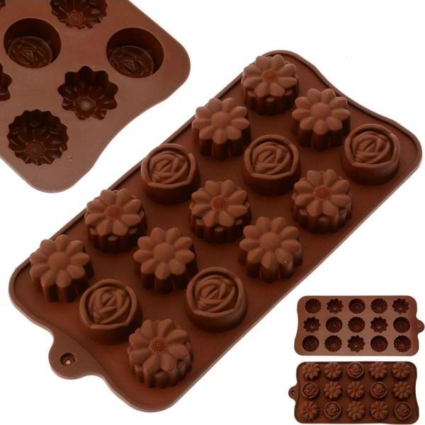 Paras Ticaret 15 Göz Çeşitli Çiçek Şekilleri %100 Silikon Jöle Kek Kurabiye Şeker Vb. Çikolata Kalıbı (1 Adet) - Image 1