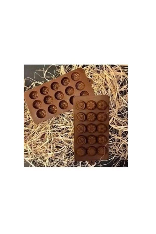 Paras Ticaret 15 Göz Gül Şekilli Silikon Mum Çikolata Şeker Buz Jöle Vb. Kek Kalıbı (29,4 Cm X 17,1 Cm) 1 Adet - Image 1