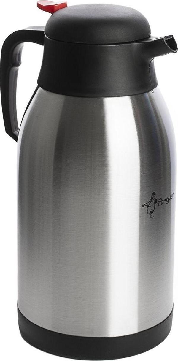 Penguen 1250-P Sızdırmaz Kapak Paslanmaz Çelik Termos - Çay Termosu 2,5 Litre Siyah - Image 1
