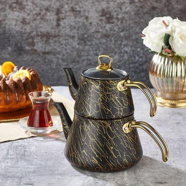 Polochef Elegance Granit Çaydanlık Aile Boy - Siyah - Image 1