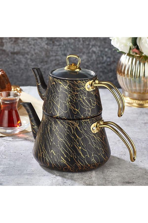 Polochef Elegance Granit Orta Aile Boy Çaydanlık Üst Demlik: 1 Lt Alt Demlik 1,75 Lt - Image 1