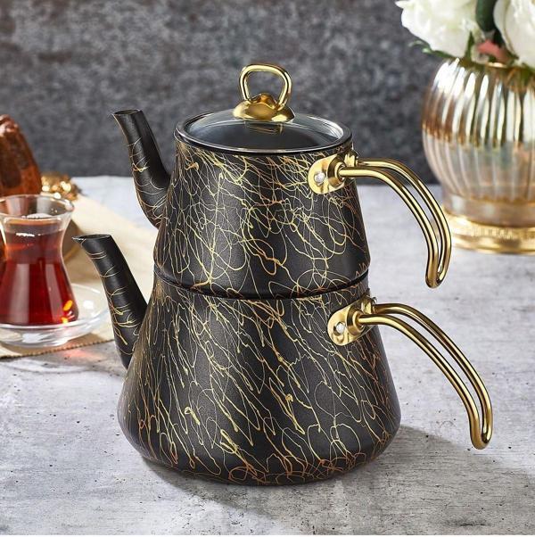 Polochef Elegance Granit Orta Aile Boy Çaydanlık Üst Demlik: 1 Lt Alt Demlik 1,75 Lt - Image 1