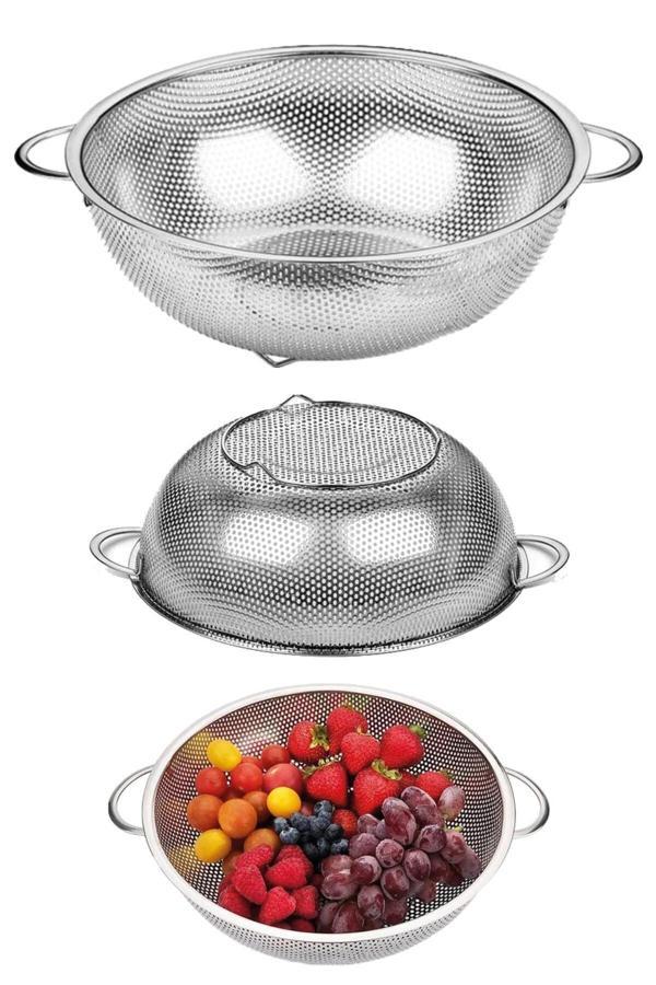 Enfa Paslanmaz Çelik Makarna Süzgeci - 22,5 Cm - Image 1