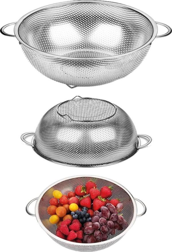 Enfa Paslanmaz Çelik Makarna Süzgeci - 22,5 Cm - Image 1