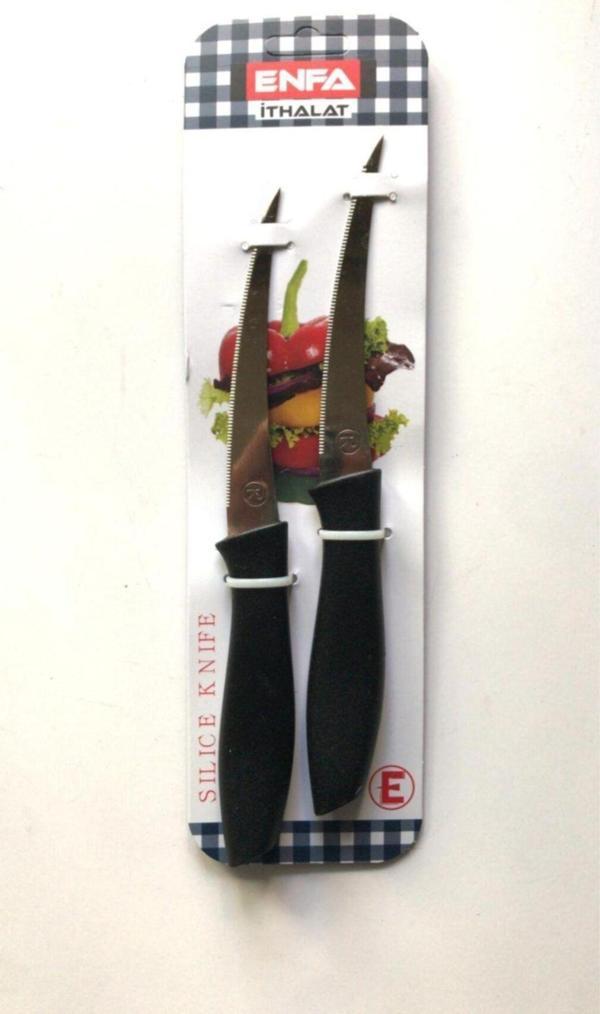 Enfa Tırtırlı 19,5 Cm 2 Li Bıçak Seti Siyah - Image 1
