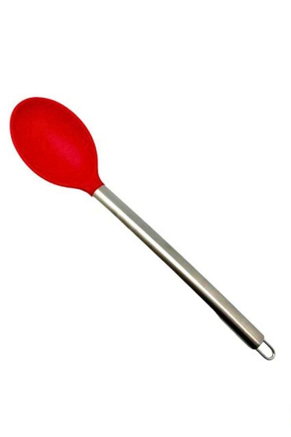 Real Çelik Saplı Silikon Kaşık - Kırmızı - Image 1