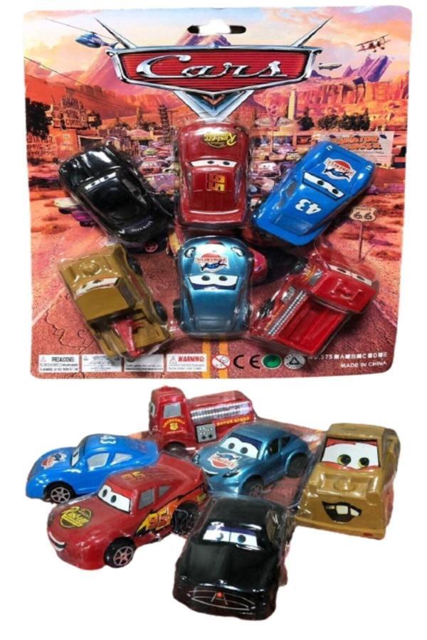 Fatih Şimşek Mcqueen Cars Araba Seti 6'Lı Çek Bırak Plastik Oyuncak Araba - Image 1