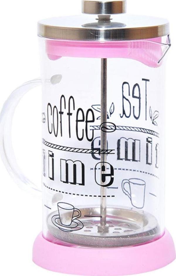 Yitian Pembe French Press - Bitki Çayı Cam Demliği  600 Ml - Image 1