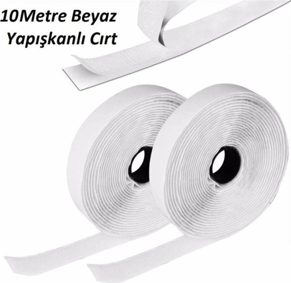 Sermet Süs Dünyası 10 Metre Arkası Yapışkanlı Beyaz Cırt Cırtlı Bant - 2 Cm - Image 1