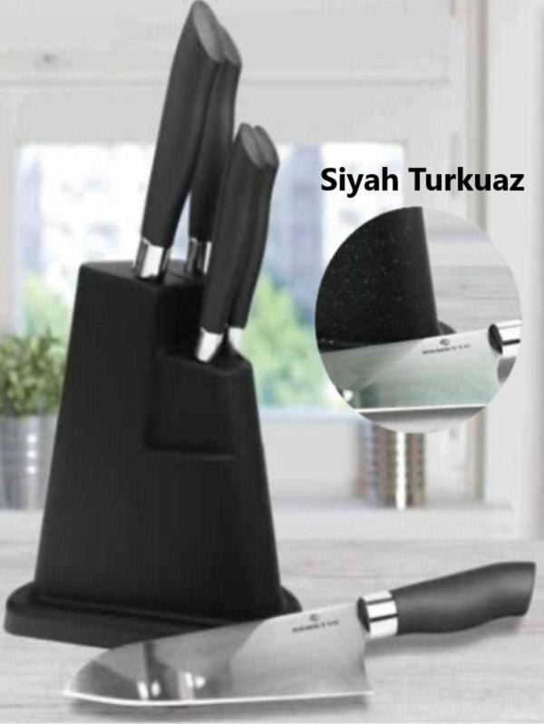 Remetta Cheff Delux Siyah Turkuaz 6 Parça Bıçak Seti - Image 1