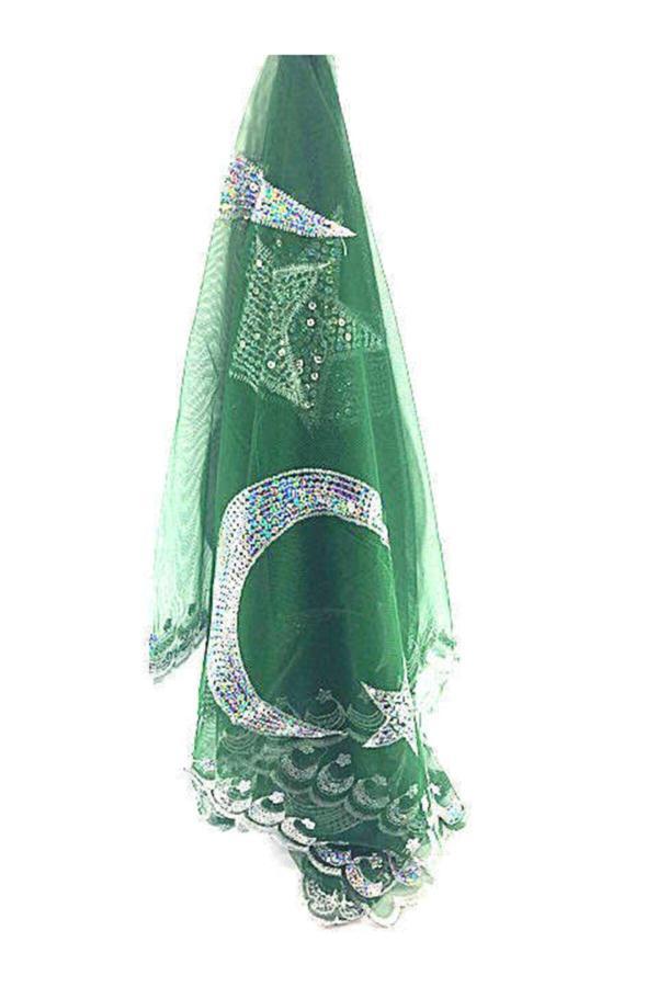 Sermet Süs Dünyası Yeşil Damat Sağdıç Örtüsü Duvak Kına Alı Kına Örtüsü Damat Şalı Eldiven Hediyeli Düğün Şalı - Image 1