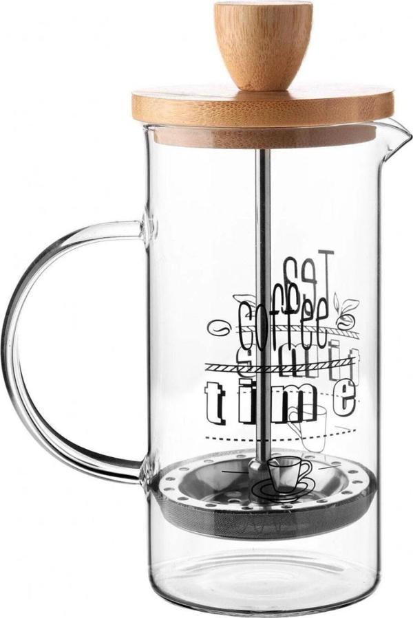 Balsa French Press Bambu Kapaklı Kahve Çay Demleme 600 Ml - Image 1