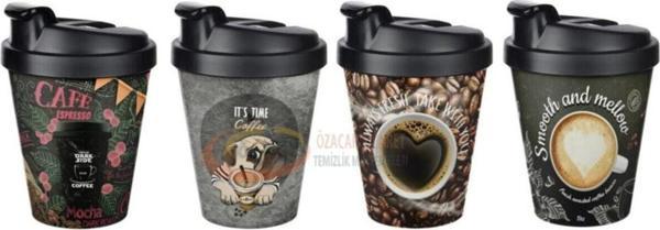 Be Active Cozzoni Plastik Bardak Kapaklı Baskılı Kahve Bardağı Coffee 4 Adet Yollanacaktır - Image 1
