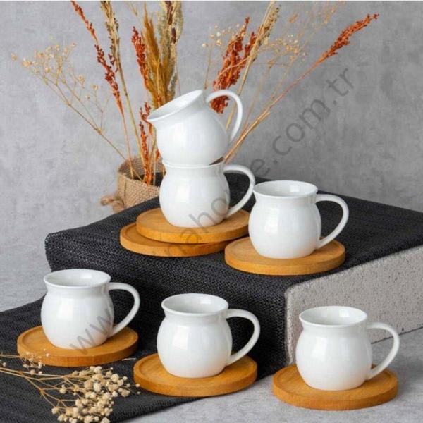 Ms Morry 6 Kişilik Bambu Kahve Fincanı Takımı Porselen, - Image 1