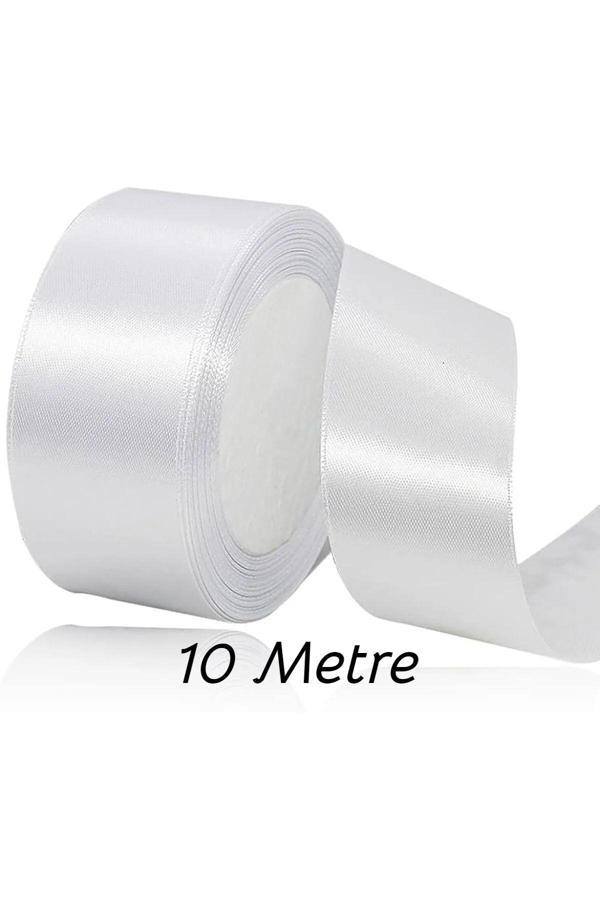 Sermet Süs Dünyası Beyaz Saten Kurdele Takı Kurdelesi 5 Cm-10M - Image 1
