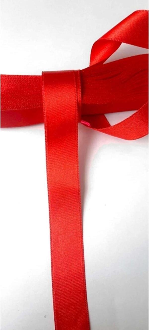 Uygun Kırmızı Saten Kurdela 2 Cm 10 Metre Kurdele .Bohça Ve Çeyizlik – Kurdele - Image 1
