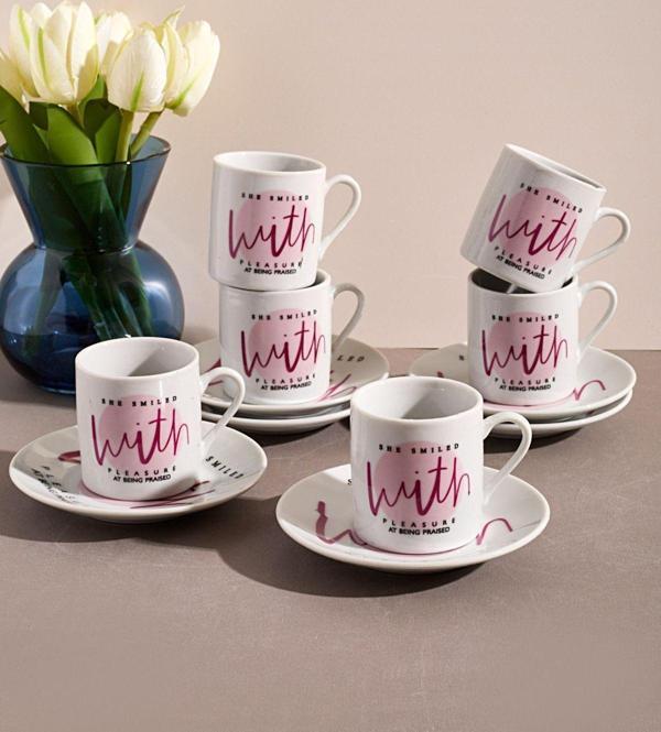 Ms Morry 6'Lı Porselen Kahve Fincanı Takımı-With - Image 1