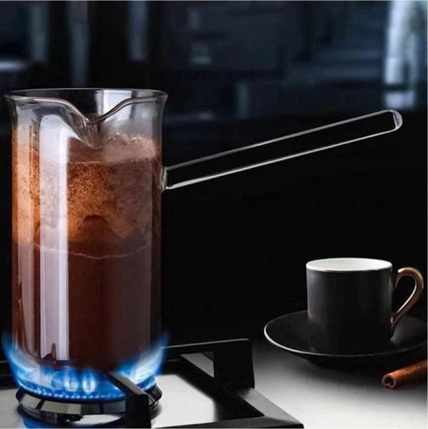 Sultan Denaro Ateşe Isıya Dayanıklı Cezve Borosilikat Cam Cezve 400 Ml - Image 1