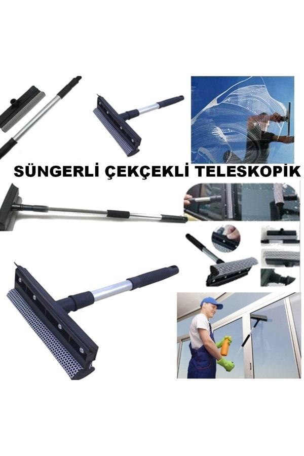Sultan Lüx Cift Tarafli Teleskopik Cam Silme Paspası Ve Cekpasi Uzayıp Kısalan Sap Çekçekli Cam Silme - Image 1